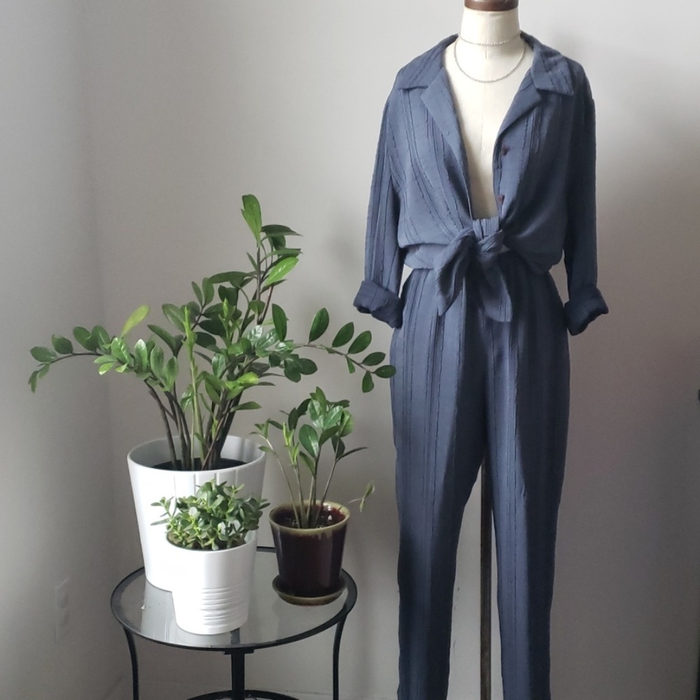 Vintage Slate Blue Straight Leg Jumpsuit